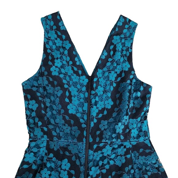 Donna Karan DKNY Floral‎ Lace Fit & Flare Cocktail Dress Black Aqua Green Size 6 - Picture 9 of 11